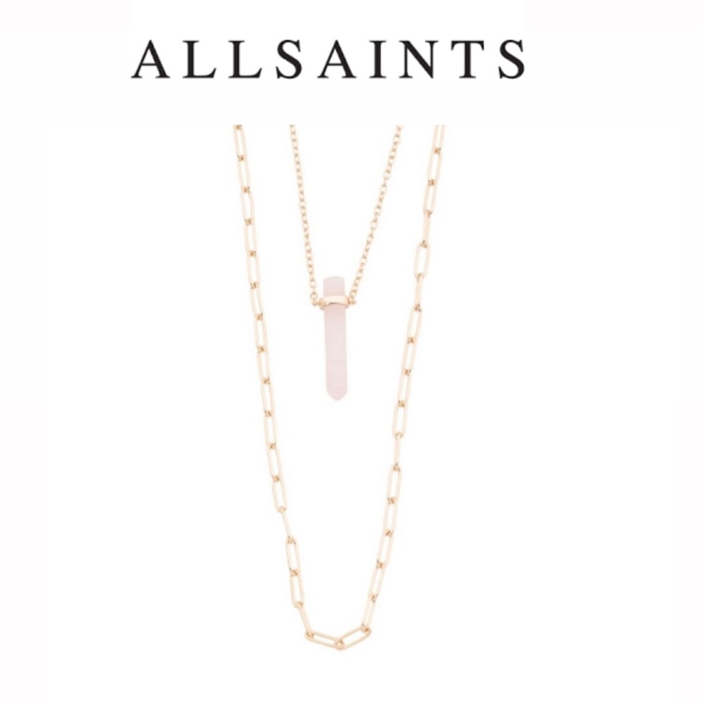 ALL SAINTS - NEW ✨ Semi Precious Gemstone Necklace- Gold